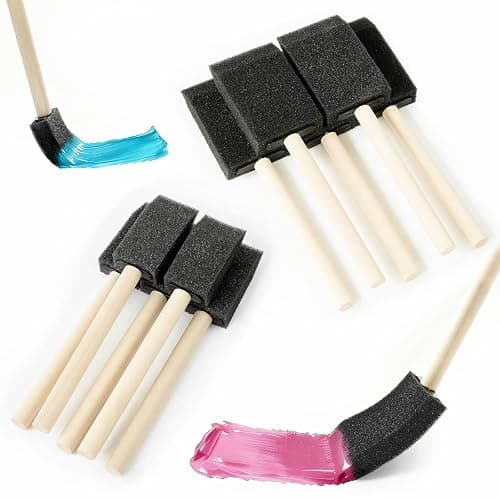12Pcs Foam Paint Brushes Set: 1 Inch & 1.5 Inch Sponge Paint Brushes with Wooden Handle, Lightweight & Durable for Painting, Staining, Crafts, DIY Art, Acrylic Painting & Mod Podge - Image 1