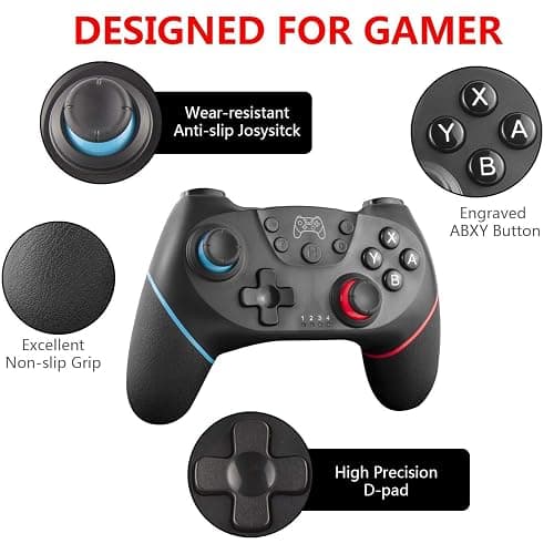 Diswoe Upgraded Wireless Controller for Switch/Lite/OLED/Switch 2 Pro Controller for Switch Remote Joystick Gamepad Supports Wake up, Gyro Axis, Turbo, Dual Vibration and Screenshot Function thumbnail 3