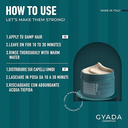GYADA COSMETICS, Impacco Capelli Rinforzante con Spirulina, Nutriente, Anticaduta, Contrasta le Doppie Punte, Indicato per Capelli Fragili, con Avena e Ginseng, 250 ml, 1 thumbnail 4