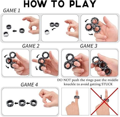 Cevioce 6 PCS Magnetic Rings Fidget Toys Set for Teens,ADHD Anxiety Magnetic Finger Spinner for Adults and Kids,Coolest Magnet Stress Relief Toy for 8 9 10 11 12+ Year Old Boys Girls thumbnail 3