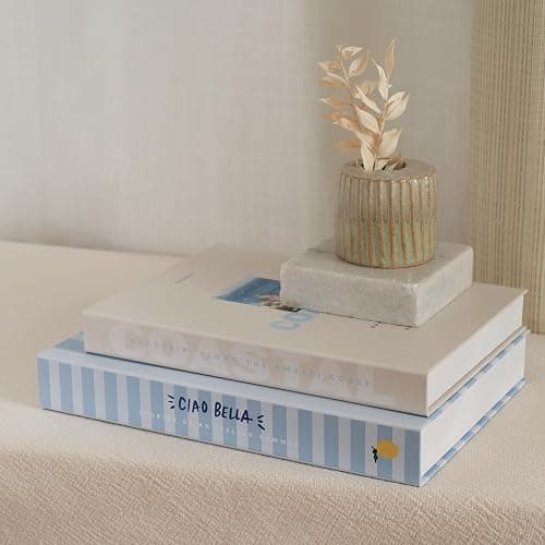 Beautiful Decorative Books - Set of 2 Coastal Room Decor Boxes Enhance Any Coffee Table, Bookshelf or Mantel Shelf - Aesthetic Fake/Faux Books for Modern Home Decoration, Photo Storage/Keepsake Box thumbnail 9