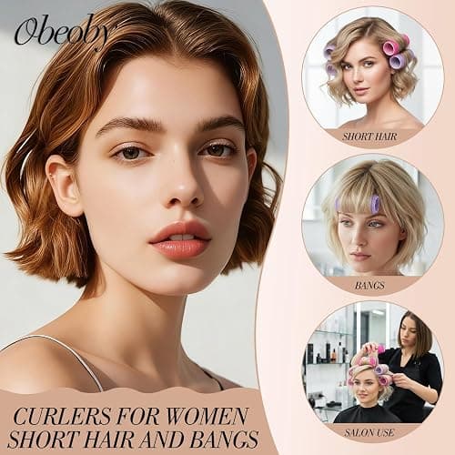 24 Pcs Self-Grip Small Hair Rollers Curlers Set, 25 mm, Rose Red and Purple | For Women Girls Short Hair Bangs Tight Curls, No Heat Hair Curlers to sleep in Home Travel Heatless Styling Accessories Gifts thumbnail 4