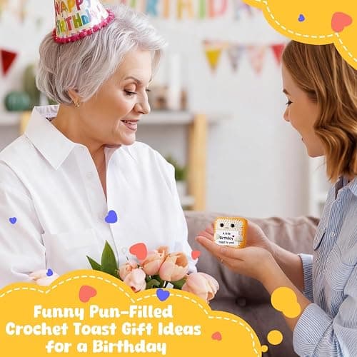 A little Birthday Toast to you - Funny Happy Birthday Gifts for Women, Men, Mom, Dad, Girls, Boys - Unique Crochet Toast Gift Card - Cute Keepsake & Desk Decor Alternative for Her, Him, Best Friend thumbnail 2