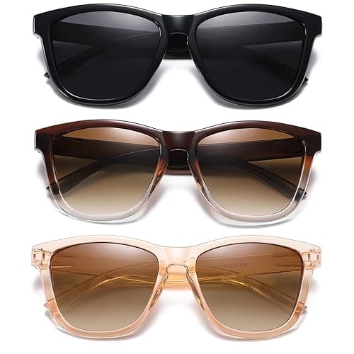 DANAMY Sunglasses Womens Polarized Sunglasses for Women Trendy Designer Mirrored UV400 Protection Sun Glasses - A-black+brown+champagne