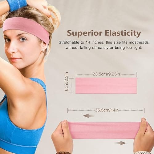 DiyJibb Headbands for Women, Stretchy Non Slip Soft Cotton Cloth Hair Bands for Sports, Workout, Yoga and Running, 7pcs thumbnail 6