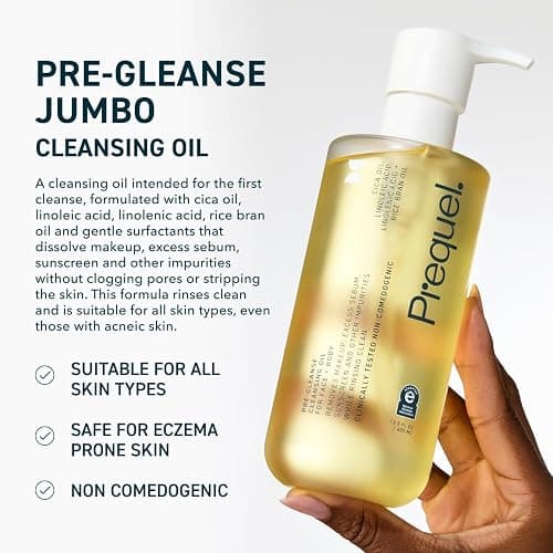 Prequel Skin Pre-Gleanse Oil Cleanser for Face. Double Cleansing Oil Skincare for Women with Cica and more. Non-Comedogenic Makeup Remover. Unscented Gentle Formula For All Skin Types. 13.5oz thumbnail 2