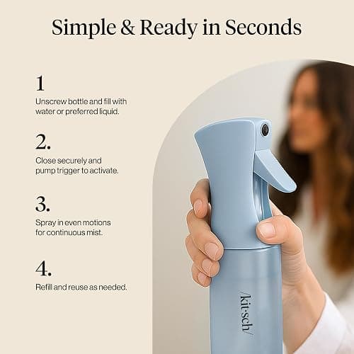 Kitsch Spray Bottle for Hair - Continuous Water Mister with Ultra Fine Mist for Hairstyling, Barbers, Salons, Cleaning, Plants, Versatile Spray Bottles - Made from Recycled Plastic - Haze Blue, 5 oz thumbnail 6