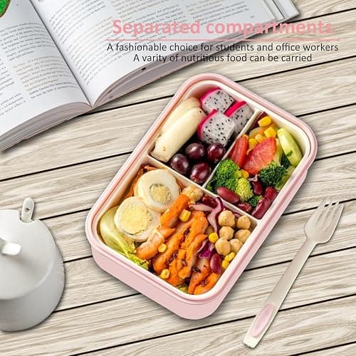 LOVINA Bento Boxes for Adults - 1100 ML Bento Lunch Box For Kids Childrens With Spoon & Fork - Durable for On-the-Go Meal, BPA-Free and Food-Safe Materials thumbnail 5