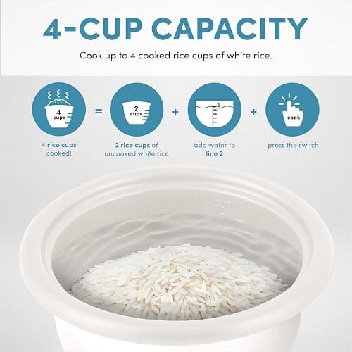 AROMA® Mini Rice Cooker, 2-Cup (Uncooked) / 4-Cup (Cooked), Grain Cooker, Soup Maker, Oatmeal Cooker, Auto Keep Warm, 1 Qt, Blue, ARC-302NGBL thumbnail 7