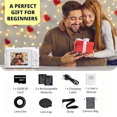 Duluvulu 4K Digital Camera for Photography Autofocus, 2026 Latest 48MP Vlogging Camera for YouTube with SD Card, 2 Batteries, 3" 180°Flip Screen Compact Travel Camera for Teens with 16X Zoom,Off White thumbnail 7