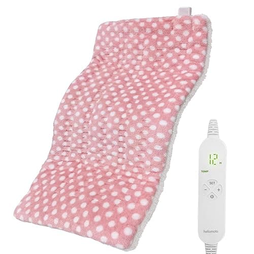 HELLOMOTO Heating Pad for Back, Neck & Shoulder Pain Relief with 12 Heat Settings and 8 Timer Settings, 12"x24" Extra Large Heat Pad, Machine Washable - Pink - Image 1