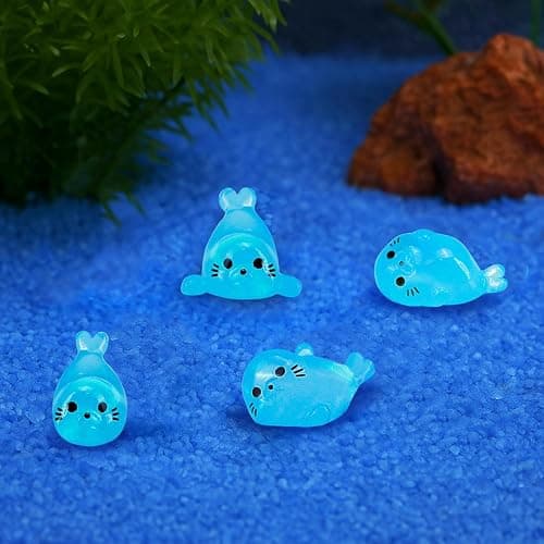 100Pcs Glow in The Dark Mini Seal Figurines,Cute Luminous Resin Sea Animals for Aquarium Decor, DIY Fairy Garden Ocean Creatures (4 Styles Seal Pup) thumbnail 7