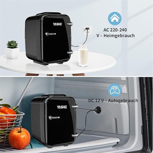 YASHE Mini Kühlschrank, 4 Liter Mini-Kühlschränke für Kosmetik, Getränke, 220V AC/ 12V DC Thermoelektrische Kühlung und Erwärmung, Kleiner Kühlschrank für Schlafzimmer, Büro, Wohnheim, Auto (Schwarz) thumbnail 6