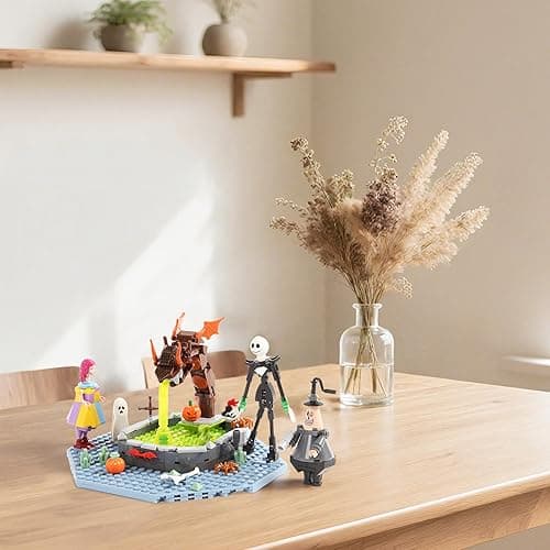 Nightmare Halloween Building Block Set, Jack Skellington, Sally, and The Mayor with Snake Fountain Scene, Compatible with Lego, for Kids and Adult Fans, Creative DIY Display Toy thumbnail 3