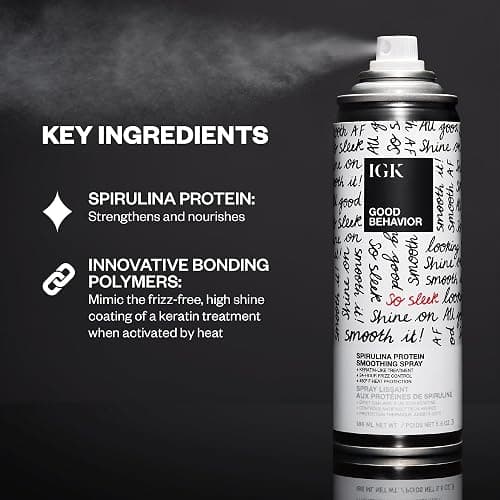 IGK GOOD BEHAVIOR Spirulina Protein Smoothing Spray | Keratin Like Treatment + Frizz Control + Heat Protectant | Vegan + Cruelty Free | thumbnail 3