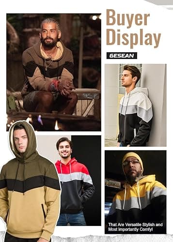 Gesean Men's Novelty Color Block Pullover Fleece Hoodie Long Sleeve Casual Sweatshirt with Pocket thumbnail 7