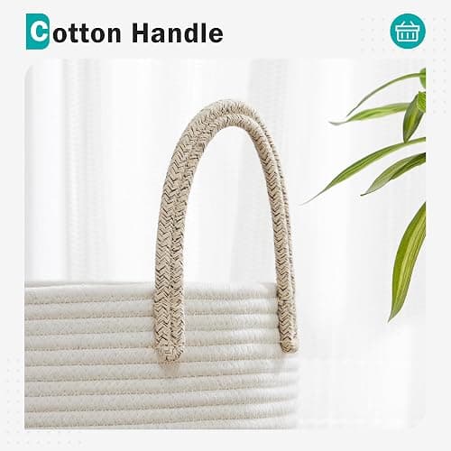Cotton Rope Laundry Hamper by YOUDENOVA, 58L - Woven Collapsible Laundry Basket - Clothes Storage Basket for Blankets, Laundry Room Organizing, Bedroom Storage, Clothes Hamper – Brown thumbnail 4