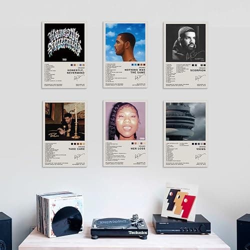 Lidy Set of 6 Drake Poster Music Album Cover Posters Set Merch Wall Art Decor Canvas Poster Gifts 8x12 inch (20x30cm, Unframed) thumbnail 6