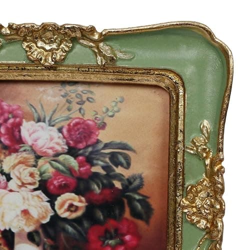 WINPLUS+ Vintage Picture frames 3x3,Luxury Antique Photo Frames With Golden Embossed Flower Furnishing, Retro Style Decor, Wall and Tabletop Display, Art Gallery (3 * 3-Green) thumbnail 7