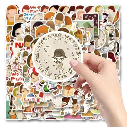 130pcs Yoshitomo Nara Stickers Pack,Aesthetic Vinyl Waterproof Decals for Water Bottle,Laptop,Phone,Skateboard,Scrapbooking,Bumper Decor for Fans for Party Supply Decor thumbnail 4