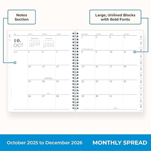 Blue Sky 15 Month 2026 Weekly and Monthly Planner Calendar, October 2025 - December 2026, 7" x 9", Flexible Cover, Durable Twin Wire Binding, Laminated Tabs, Includes Ruler & Sticky Notes, Parisa thumbnail 4