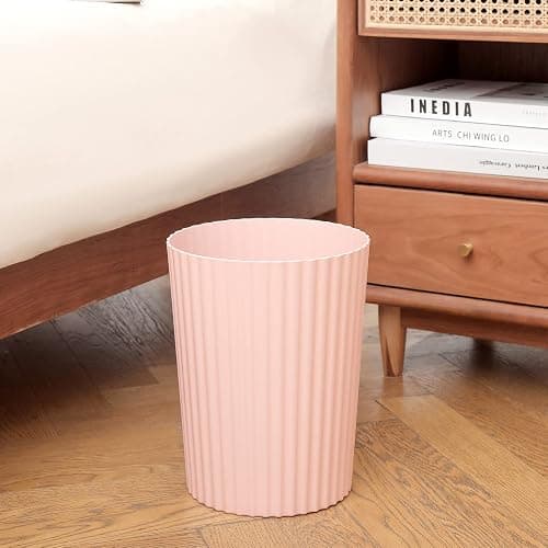 JiatuA Small Trash Can Plastic Wastebasket Round Garbage Container Bin for Bathroom, Kitchen, Bedroom, Home Office, College Dorm, Pink thumbnail 2