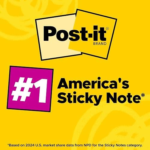 Post-it Super Sticky Notes, 3 x 3 in, Assorted Brights, 15 Pads | School Supplies and Oﬃce Supplies, 2X the Sticking Power thumbnail 5