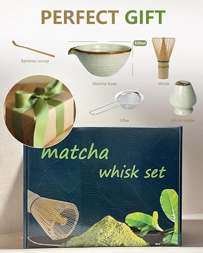 Taruzil Matcha Whisk Set with Matcha Bowl, Matcha Bamboo Whisk, Scoop, Sifter, Matcha Whisk Holder Unique Gifts for Women Men Girl Friend Home Kitchen Decor Gifts for Christmas, Birthday,Halloween thumbnail 6