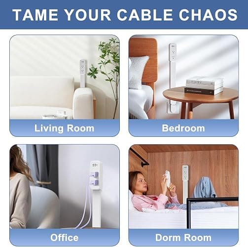 Outlet Extender Stick - Features USB-A, USB-C and 2 AC Outlets, Extends 22"-34", Rotates 180° Access Hard-to-Reach Outlets, Wall Plug Power Socket Expander Nightstands, Sofa, Desks and More thumbnail 8