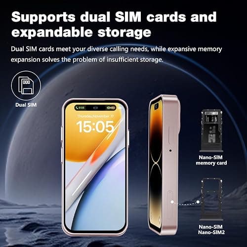 Pdfbenli Mini Phone for Kids, Unlocked Kid Phone, 4.0 inch HD Touch Screen, 3GB+32GB, 4G, Dual SIM, Face ID, Android 10.0, GPS, Kids Smart Phone (Rose Gold) thumbnail 6