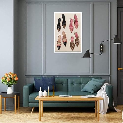 Pink Heel Leopard Posters Trendy Bow Leopard Heels Canvas Wall Art Coquettish Preppy Girly Decor Pink Sexy Aesthetic Prints Painting For Dormitory Bedroom Apartment 16x24in Unframed thumbnail 3