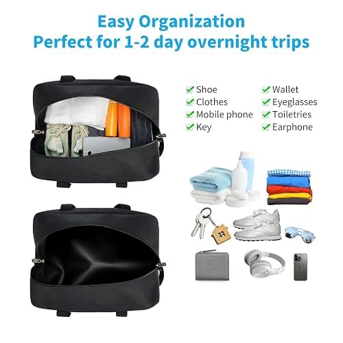 YoKelly Small Duffle Bag 14 inch Carry On Mini Duffel Bag Lightweight for Travel Gym Sport-Black thumbnail 4
