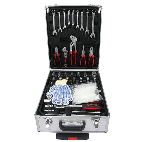 RYH 899pcs All-in-One Professional Tool Set & Rolling Tool Box Set - 4 Drawer Organizer Storage Case - Complete Home, Auto, Mechanic Tool Kit for DIY, Homeowner, Handyman Tool Set (899pcs+Silver) thumbnail 8