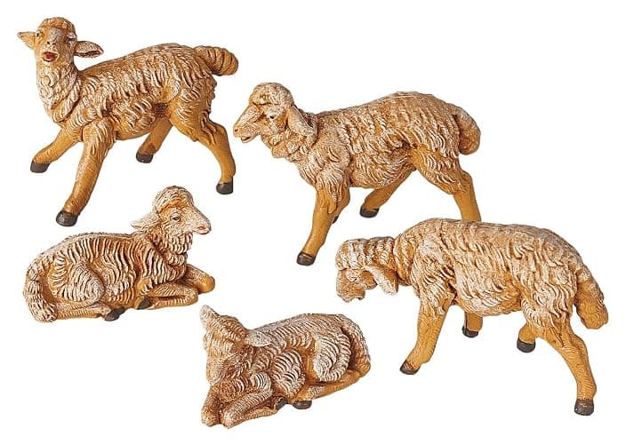 Fontanini by Roman Inc., White Sheep, 5" Animals Collection, Nativity Figure and Accessories, Hand Sculpted and Painted - Image 1