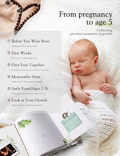 First 5 Year Keepsake Baby Memory Book for Girls and Boys, A Milestone Baby Books for Baby Shower, Gender Neutral Baby Items Baby Photo Albums, Baby Gifts for Gender Reveal, 4 Flying Butterfly thumbnail 4