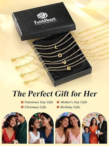 FaithHeart Layered Initial Necklaces for Women - Dainty Non Tarnish Gold/Silver Letter A-Z Necklace Stack Womens Small Initial Necklace Adjustable 16"- 18" Birthday Personalized Jewelry Gifts thumbnail 6