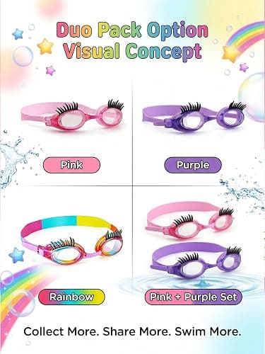 HZMRLSB Goggles with Eyelashes – Anti-Fog No Leak Swim Goggles with Lashes for Girls & Women, Funny for Pool Swimming thumbnail 9