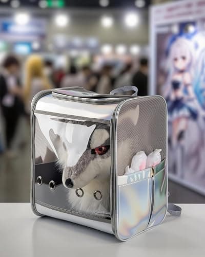 KoGing FurHead Backpack - Waterproof Foldable Fursuit Head Storage Bag for Kig Kemono Kigrumi Cosplay Furry Costume Accessories (15.7 in × 12.2 in × 18.1 in) thumbnail 7
