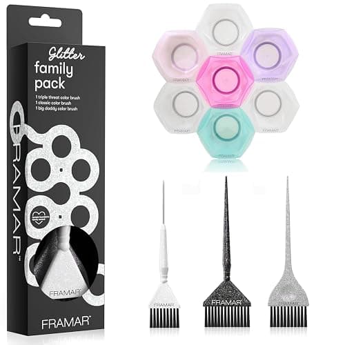 FRAMAR Hair Color Brush Set – Glitter Color Brush, Hair Dye Brush Kit, Hair Coloring Brush - Multi-Colored Connect and Color Bowl Set – Mixing Bowls for Hair Color - Image 1