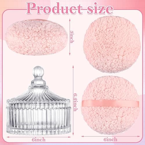 Extra Large Body Powder Puff and Container, 6 Inch Oversize Dust Powder Puff for Baby Women Dusting Powder thumbnail 2