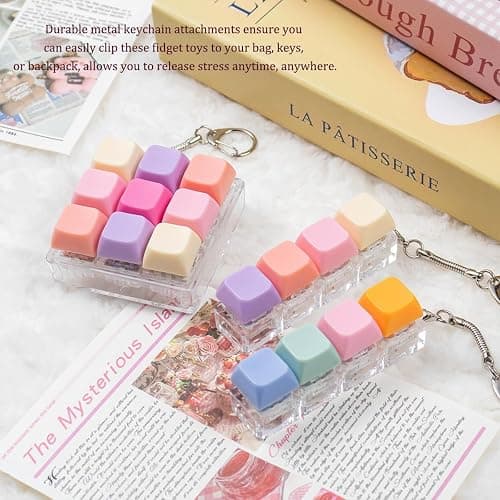 3 Pcs Keyboard Fidget Toy, Colorful Loud Fidget Keyboard Keychain 4-in-1 Keyboard Clicker Fidget Toy Stress Relief, 9Key Fidget Clicker Toys for Anxiety Decompression (Orange Pink) thumbnail 7