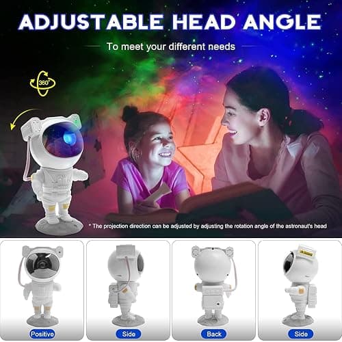 SFOUR Astronaut Galaxy Projector Night Light，Lights for Bedroom,Kids Room Decor Aesthetic, Adjustable Head Angle,Gift for Kids Adults Home Party Ceiling Decor，Christmas Gift thumbnail 5