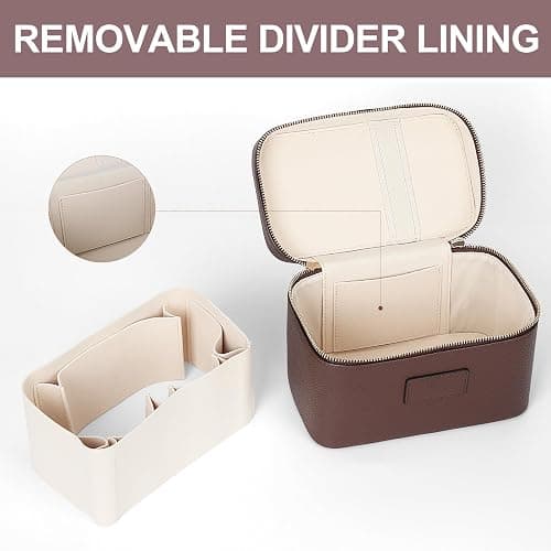 HiTotes Makeup Bag Vanity Case for Women Leather Cosmetic Bag Travel Toiletry Bags Portable Makeup Organizer Case thumbnail 5