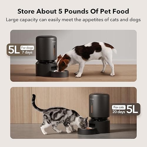 PETLIBRO Automatic Cat Feeder, 5G WiFi Automatic Dog Food Dispenser with Freshness Preservation, 5L Timed Pet Feeder with Low Food Sensor, Up to 10 Meals Per Day, Granary Black thumbnail 6
