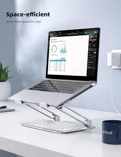 Lamicall Adjustable Laptop Stand, Portable Laptop Riser, Aluminum Laptop Stand for Desk Foldable, Ergonomic Computer Notebook Holder for MacBook Air Pro HP, Office Desk Accessories (10-17.3'')- Silver thumbnail 6
