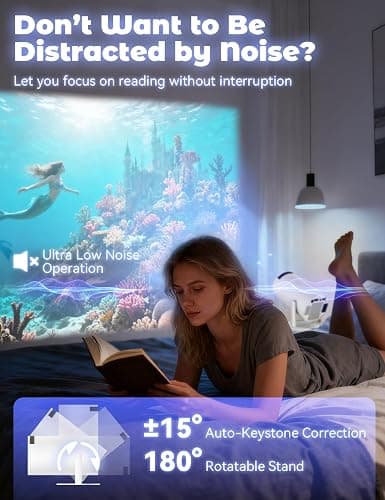 Fake Window Projector for Reading, 4k Window Scene Pre-Installed App for Instant Fantasy Ambience Scenes, 210° Rotation & Built-In Speaker , ±15° Auto Correction, 100" Screen from 2m thumbnail 5