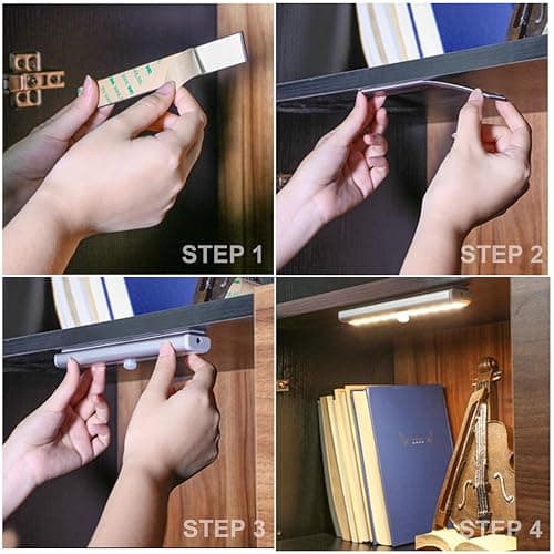 LDOPTO Battery Operated Lights Wireless Under Cabinet LED Closet Lighting Under-Counter Light fixtures Without Wiring with Remote/Touch Control for Kitchen Shelf Hallway Stairs, 3 Colors 3 Pack thumbnail 8