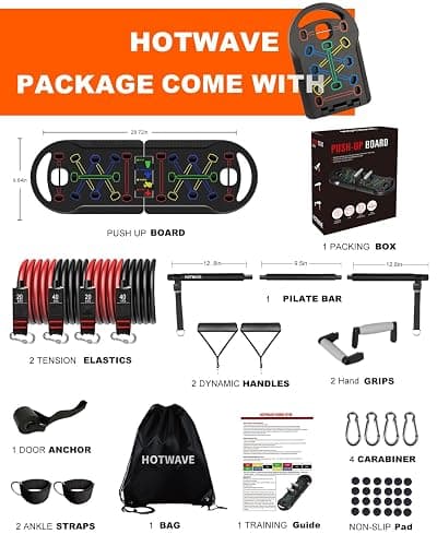 HOTWAVE Push Up Board Fitness, Portable Foldable 20 in 1 Push Up Bar at Home Gym, Pushup Handles for Floor. Professional Strength Training Equipment For Man and Women,Patent Pending thumbnail 5