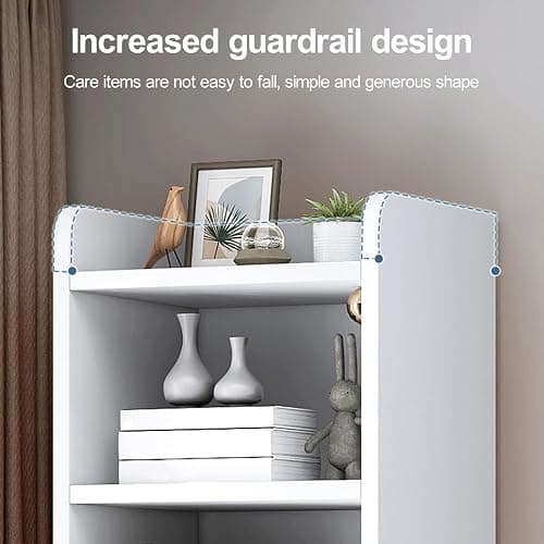 balurukt 70.9 Inch Tall Narrow Bookcase,6 Tier Bookshelves,Floor Standing Storage Cabinet,Corner Bookshelf with Storage,Shelves Display shelves for Living Room Bedroom Kitchen Office - White thumbnail 6