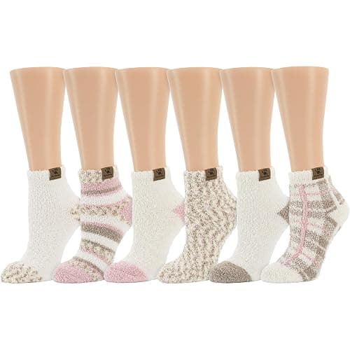 BEARPAW Ladies 6 Pair Pack Cozy Super Soft Warm Lounge Socks Multi Color Patterned Ankle and Low Cut Packs - Image 1